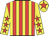 Red and yellow stripes, yellow sleeves, red stars, yellow cap, red star