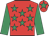 Red, emerald green stars, sleeves and star on cap