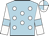 Light blue, white spots, white sleeves, light blue armlets, quartered cap