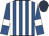 Royal blue and white stripes, royal blue sleeves, white armlets, dark blue cap