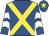 Royal blue, yellow cross belts, royal blue and white chevrons on sleeves, royal blue cap, yellow star