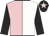 Pink and white (halved), black sleeves, black cap, pink star