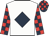 White, dark blue diamond, dark blue and red check sleeves and cap