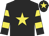 Black, yellow star, hooped sleeves and star on cap