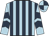 Light blue and dark blue stripes, chevrons on sleeves, quartered cap