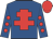 Royal blue, red cross of lorraine, royal blue sleeves, red spots, red cap