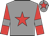 Grey, red star on body and cap, red sleeves, grey armlets