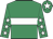 Emerald green, white hoop, emerald green sleeves, white stars, emerald green cap, white star