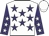 White, purple stars, purple sleeves, white stars and cap