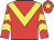 Red, yellow chevron, yellow chevrons on sleeves, yellow star on cap