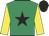 Emerald green, black star, yellow sleeves, black cap