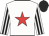 white, red star, white sleeves, black stripes, black cap