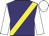 Purple, yellow sash, white sleeves, white cap