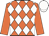 Orange, white diamonds, orange sleeves, white cap
