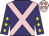 Purple, pink cross belts, purple, yellow stars sleeves, pink, yellow stars cap
