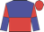 Blue, red halved horizontally, red, blue halved sleeves, red cap