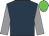Dark blue, grey sleeves, green cap