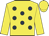 Yellow, dark blue spots, yellow sleeves, yellow cap