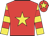 Red, yellow star, yellow and red hooped sleeves, red cap, yellow star