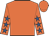 Orange, royal blue stars on sleeves