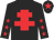 Black, red cross of lorraine, black sleeves, red stars, black cap, red star