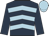 dark blue, light blue chevrons, dark blue sleeves, light blue cap