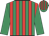 emerald green, red stripes, emerald green sleeves, red stripes on cap