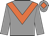 Grey body, orange chevron, grey arms, grey cap, orange diamond