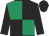 Emerald green and black quartered, black sleeves, black cap