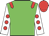 green, red epaulettes, red spots on white sleeves, red cap