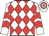 White and red diamonds, White sleeves, Red chevrons, Hooped cap