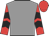 Grey, red and black chevrons on sleeves, red cap