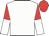 White, red and white halved sleeves, red cap
