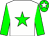 White body, green star, green arms, green cap, white star