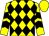 Yellow and black diamonds, chevrons on sleeves, yellow cap