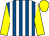 Royal blue and white stripes, yellow sleeves and cap