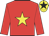 Red body, yellow star, red arms, yellow cap, black star