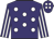 purple, white spots, white stripes on sleeves