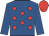 Royal blue, red spots, royal blue sleeves, red cap