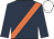 Dark blue, orange sash, white cap