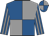 Royal blue and grey (quartered), striped sleeves