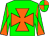 Green, orange maltese cross, green sleeves, orange diabolo, quartered cap