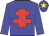 Big-blue body, red cross of lorraine, big-blue arms, big-blue cap, yellow star