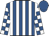 Royal blue and white stripes, checked sleeves, royal blue cap