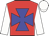 Red, blue maltese cross, white sleeves and cap