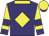 Purple, yellow diamond, collar and sleeves, purple armbands and cuffs, yellow cap, purple peak