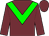 Garnet body, green chevron, garnet arms, garnet cap