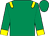emerald green, yellow epaulettes, yellow cuffs on sleeves