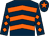Dark blue, orange chevrons, diamonds on sleeves, dark blue cap, orange star