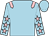 Light blue, pink epaulettes, pink stars on sleeves, light blue cap